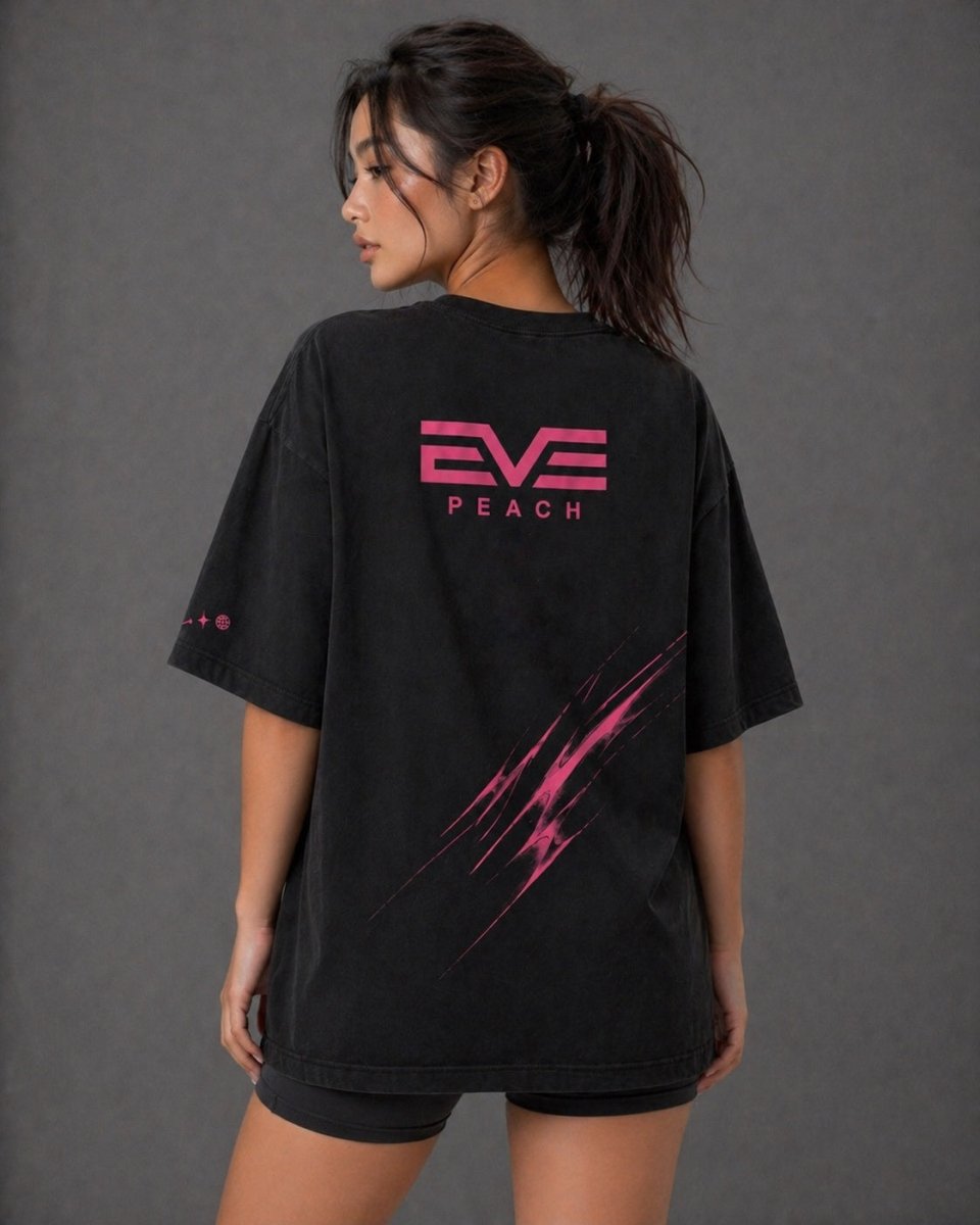 EVE Motion Pink Graphic Oversized Tee - Relaxed Performance Fit - EVEPEACH