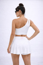 EVE One - Shoulder Tennis Set – Asymmetric Sports Bra & High - Waist Skirt - EVEPEACH
