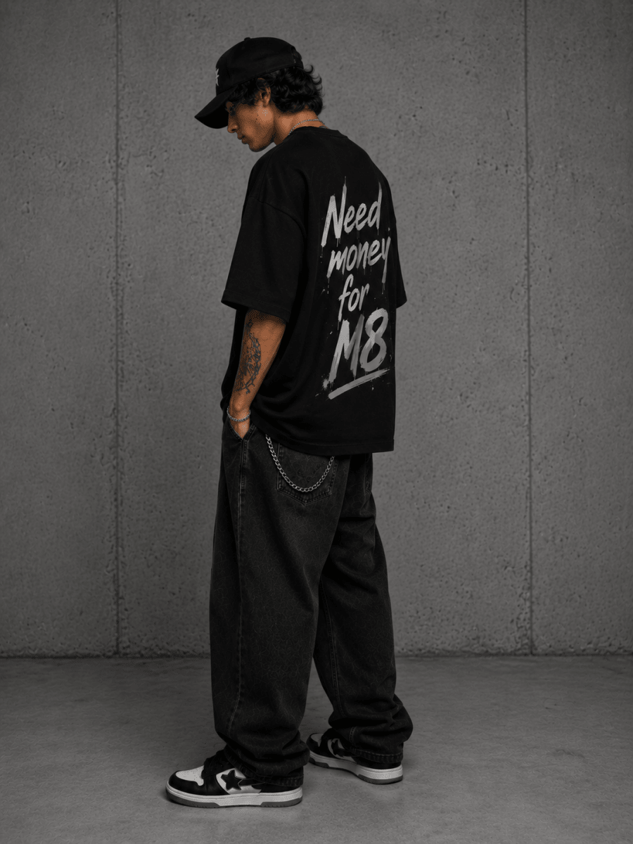EVE Oversized Street Tee "Need Money for M8" - EVEPEACH